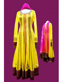 Long Yellow Churidar Suit